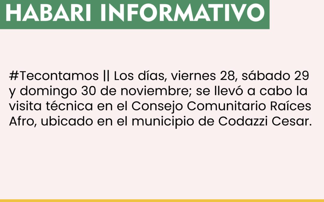 Visita técnica al Consejo Comunitario Raíces Afro en Codazzi Cesar