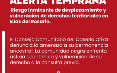 ALERTA TEMPRANA POR VULNERACIÓN DE DERECHOS ÉTNICOS TERRITORIALES Y RIESGO DE DESPLAZAMIENTO