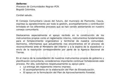 ✨ Hoy celebramos un paso más en el fortalecimiento organizativo y territorial de las comunidades afrodescendientes de Piamonte, Cauca.