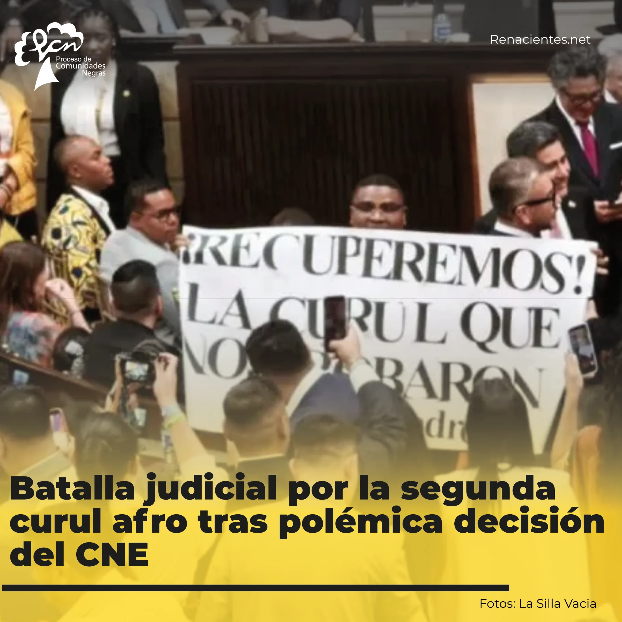 curul Protesta de Óscar Benavides durante la instalación del Congreso exigiendo la revisión de la segunda curul afro entregada por el CNE.
